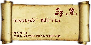 Szvatkó Márta névjegykártya